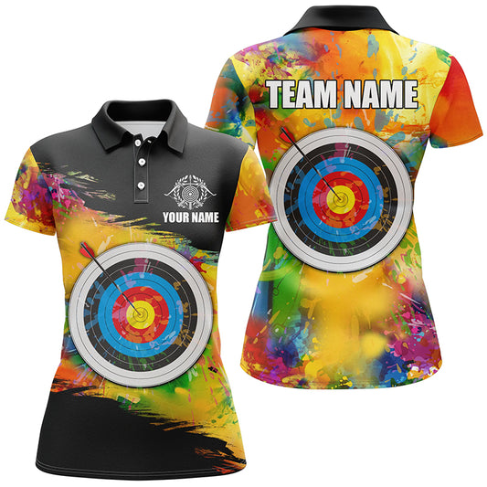 Personalized Colorful 3D Target Archery Women Polo Shirts Custom Archery Jerseys Attire For Archer TDM1238