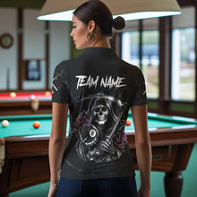 Load image into Gallery viewer, Personalized Pink Funny Skull Roses 8 Ball Billiard Shirts For Women Custom Pool Team Shirts TDM3729