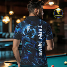 Load image into Gallery viewer, Blue 8 Ball Pool Lighting Billiard Shirt For Men Custom Glowing Billiard Team Jersey Polo, 1/4 Zip TDM6332