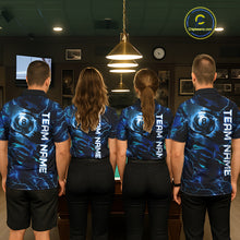Load image into Gallery viewer, Blue 8 Ball Pool Lighting Billiard Shirt For Men Custom Glowing Billiard Team Jersey Polo, 1/4 Zip TDM6332