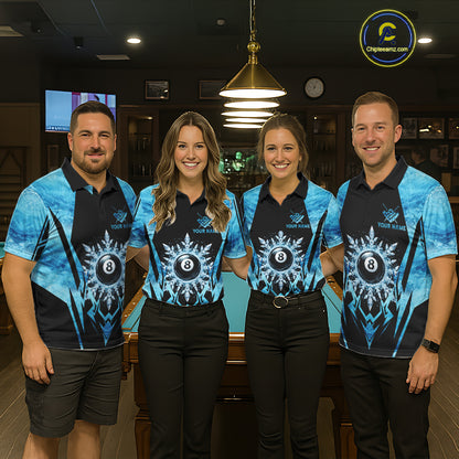 Black And Blue 8 Ball Pool Ice Billiard Shirt For Women, Funny Pool Team Jersey Polo & 1/4 Zip TDM6338