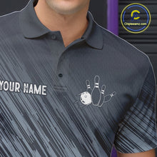Load image into Gallery viewer, Custom Grey Grunge American Flag Bowling Shirt For Men, Patriotic Bowling Jersey Polo &amp; 1/4 Zip TDM6516