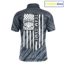 Load image into Gallery viewer, Custom Grey Grunge American Flag Bowling Shirt For Men, Patriotic Bowling Jersey Polo &amp; 1/4 Zip TDM6516