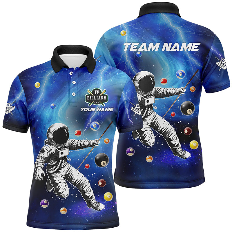 Personalized Astronaut Billiard Balls 3D Printed Shirts For Men Custom Funny Billiard Apparel |Blue TDM2015