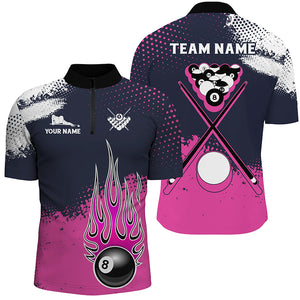 Pink Grunge Paint Splatter Custom Billiard Shirts For Men, 8 Ball Billiard Team Shirts Pool Jerseys TDM2746