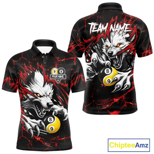 Personalized Wolf Yin-Yang 8 & 9 Ball Billiard Shirt For Men, Billiard Team Jersey Polo & 1/4 Zip TDM5470