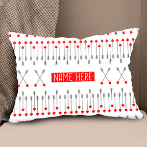 Cute Archery Arrow Custom Name White Pillows, Best Valentine Gifts Ideas TDM0914