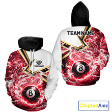 Load image into Gallery viewer, Red 8 Ball Flame Smoke Golden Billiard Hoodie For Men And Women Custom 8 Ball Pool Hoodie Jersey TDM5736