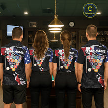 Load image into Gallery viewer, Custom Grunge American Flag Billiard Shirt For Women, Patriotic Pool Team Jersey Polo &amp; 1/4 Zip TDM5927