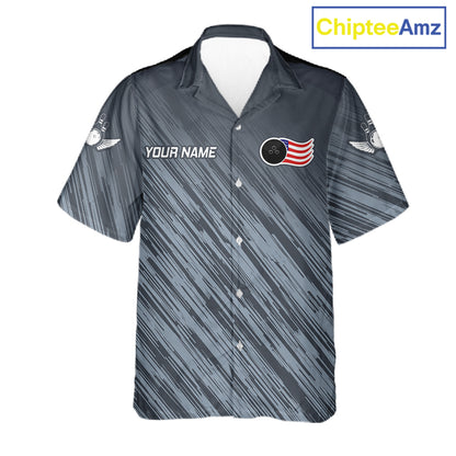 Personalized US Flag Grey Hawaiian Bowling Shirt For Women, Patriotic Bowling Team Jersey TDM6087