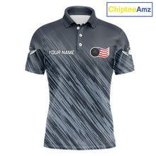 Load image into Gallery viewer, Personalized US Flag Grey Bowling Shirt For Men, Patriotic Bowling Team Jersey Polo &amp; 1/4 Zip TDM6087