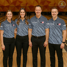 Load image into Gallery viewer, Personalized US Flag Grey Bowling Shirt For Men, Patriotic Bowling Team Jersey Polo &amp; 1/4 Zip TDM6087
