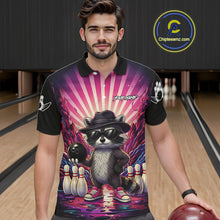 Load image into Gallery viewer, Pink Funny Raccoon Bowling Jersey For Men Custom Graffiti Bowling Shirt Team Polo &amp; 1/4 Zip TDM6092