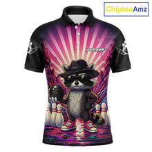Load image into Gallery viewer, Pink Funny Raccoon Bowling Jersey For Men Custom Graffiti Bowling Shirt Team Polo &amp; 1/4 Zip TDM6092
