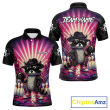 Load image into Gallery viewer, Pink Funny Raccoon Bowling Jersey For Men Custom Graffiti Bowling Shirt Team Polo &amp; 1/4 Zip TDM6092
