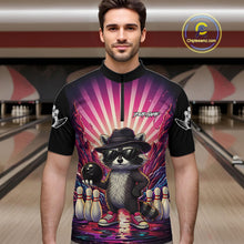 Load image into Gallery viewer, Pink Funny Raccoon Bowling Jersey For Men Custom Graffiti Bowling Shirt Team Polo &amp; 1/4 Zip TDM6092