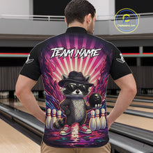 Load image into Gallery viewer, Pink Funny Raccoon Bowling Jersey For Men Custom Graffiti Bowling Shirt Team Polo &amp; 1/4 Zip TDM6092