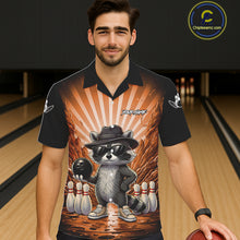 Load image into Gallery viewer, Orange Funny Raccoon Hawaiian Bowling Shirt For Women Custom Graffiti Bowling Team Jersey TDM6093