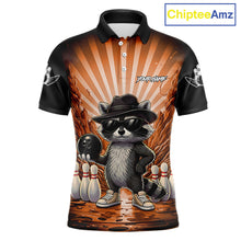Load image into Gallery viewer, Orange Funny Raccoon Bowling Jersey For Men Custom Graffiti Bowling Shirt Team Polo &amp; 1/4 Zip TDM6093