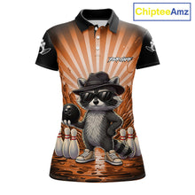 Load image into Gallery viewer, Orange Funny Raccoon Bowling Jersey For Women Custom Graffiti Bowling Shirt Team Polo &amp; 1/4 Zip TDM6093