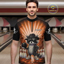Load image into Gallery viewer, Orange Funny Raccoon Bowling Jersey For Men Custom Graffiti Bowling Shirt Team Polo &amp; 1/4 Zip TDM6093