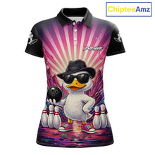 Load image into Gallery viewer, Pink Funny Duck Bowling Jersey For Women Custom Graffiti Bowling Shirt Team Polo &amp; 1/4 Zip Shirt TDM6094