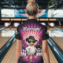 Load image into Gallery viewer, Pink Funny Duck Bowling Jersey For Women Custom Graffiti Bowling Shirt Team Polo &amp; 1/4 Zip Shirt TDM6094