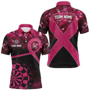 Pink Ribbon Breast Cancer Awareness Darts Shirt For Men Custom Breast Cancer Shirts For Darts Lover TDM2507
