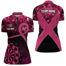 Load image into Gallery viewer, Pink Ribbon Breast Cancer Awareness Darts Shirt For Women Custom Breast Cancer Shirts For Darts Lover TDM2507
