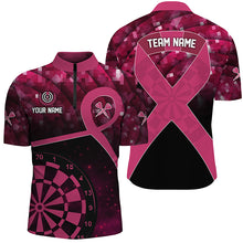 Load image into Gallery viewer, Pink Ribbon Breast Cancer Awareness Darts Shirt For Men Custom Breast Cancer Shirts For Darts Lover TDM2507