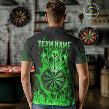 Load image into Gallery viewer, Green Flame Skull Dartboard Shirt For Men Custom Darts League Team Jersey Polo &amp; Quarter Zip TDM5010
