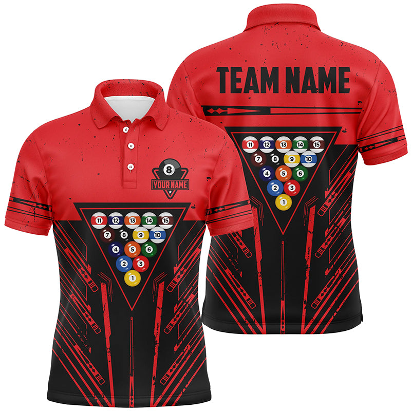 Personalized Red Billiard 8 Ball Rack Polo & Quarter-Zip Shirts For Men Best Billiard Team Jerseys TDM2999