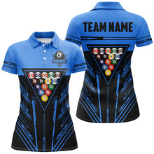 Load image into Gallery viewer, Personalized Blue Billiard 8 Ball Rack Polo &amp; Quarter-Zip Shirts For Women, Billiard Team Jerseys TDM3000