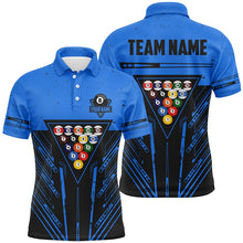 Load image into Gallery viewer, Personalized Blue Billiard 8 Ball Rack Polo &amp; Quarter-Zip Shirts For Men, Billiard Team Jerseys TDM3000