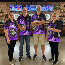 Load image into Gallery viewer, Black And Purple Custom Flame Light Darts Polo &amp; 1/4 Zip For Men, Darts League Team Jersey TDM5480