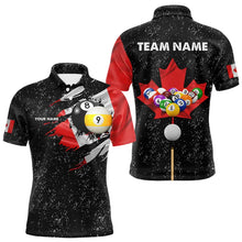 Load image into Gallery viewer, Custom Black Grunge Canada Flag 8 Ball &amp; 9 Ball Billiard Shirts For Men, Patriotic Billiard Jerseys TDM3434