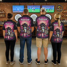 Load image into Gallery viewer, Pink Funny Cat Dartboard Neon Graffiti Darts Shirt For Men Custom Darts Jersey Team Polo &amp; 1/4 Zip TDM5744