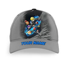 Load image into Gallery viewer, Personalized Blue Billiard Balls Lightning Baseball Cap For Pool Player Custom 3D Billiard Hats TDM3735