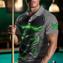 Load image into Gallery viewer, Personalized Panther Lightning 3D Billiard Balls Pool Shirts For Men, Billiard League Jersey |Green TDM3736