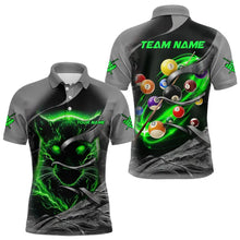 Load image into Gallery viewer, Personalized Panther Lightning 3D Billiard Balls Pool Shirts For Men, Billiard League Jersey |Green TDM3736