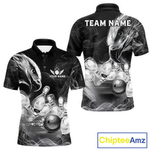 Load image into Gallery viewer, Black And White Custom Eagle Smoke Bowling Shirt For Men, Bowling Team Jersey Polo &amp; 1/4 Zip TDM6356