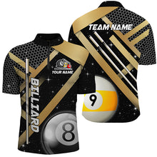 Load image into Gallery viewer, Black Jerseys Billiard 8 Ball &amp; 9 Ball Men Pool Shirts Customized Unique Billiard Uniform |Yellow TDM2036
