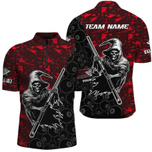 Load image into Gallery viewer, Personalized Red Abstract Death Skeleton Men Billiard Shirts, Halloween Scary Billiard Jerseys TDM2761