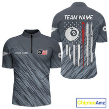 Load image into Gallery viewer, Personalized Billiard US Flag 8 Ball Pool Shirt For Men, Billiard Team Jersey Polo &amp; 1/4 Zip TDM5217
