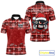 Load image into Gallery viewer, Funny Santa 8 Ball Pool Men&#39;s Billiard Shirt Custom Red Plaid Snowflake Christmas Billiard Jersey TDM5223