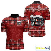 Load image into Gallery viewer, Funny Santa 8 Ball Pool Men&#39;s Billiard Shirt Custom Red Plaid Snowflake Christmas Billiard Jersey TDM5223