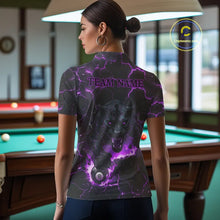Load image into Gallery viewer, Purple 8 Ball Panther Fire Billiard Shirt For Women Custom Pool Team Shirt, Billiard League Jersey TDM5485