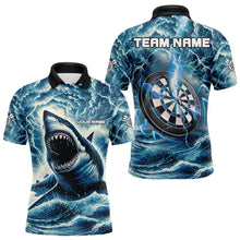 Load image into Gallery viewer, Personalized Shark Blue Lightning Darts Polo &amp; Quarter Zip Custom Dart Shirts For Men Dart Jerseys TDM3442