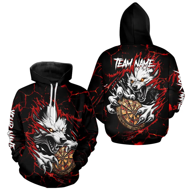 Personalized Wolf Lightning Darts Hoodie For Men Women Custom Darts Jersey, Gifts For Dart Players TDM3443