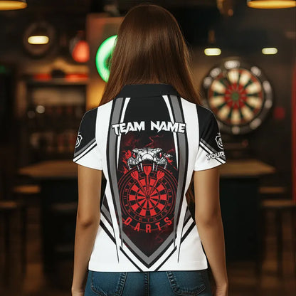 Personalized Black White Cobra Snake Dart Shirts For Women Custom Team Outfit Darts Jerseys | Red TDM3586